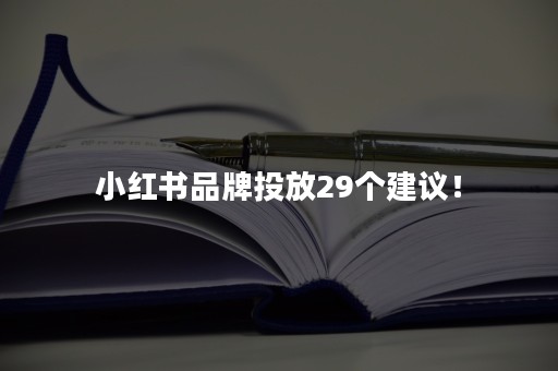 小红书品牌投放29个建议！