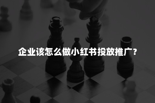 企业该怎么做小红书投放推广？