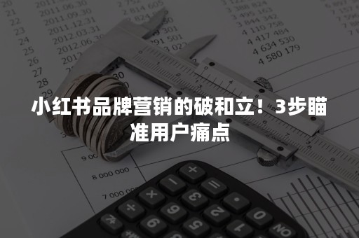 小红书品牌营销的破和立！3步瞄准用户痛点