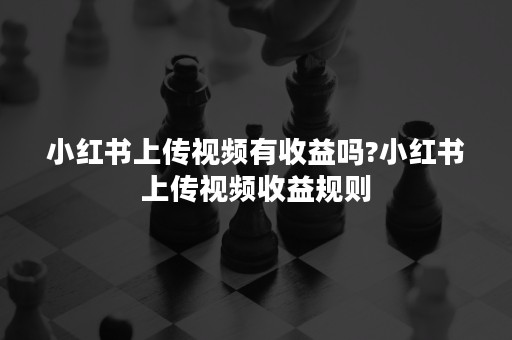 小红书上传视频有收益吗?小红书上传视频收益规则