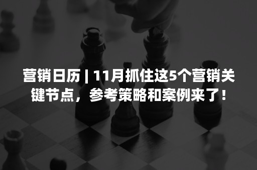 营销日历 | 11月抓住这5个营销关键节点，参考策略和案例来了！