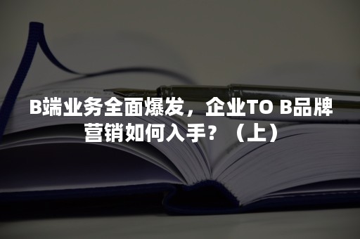 B端业务全面爆发，企业TO B品牌营销如何入手？（上）