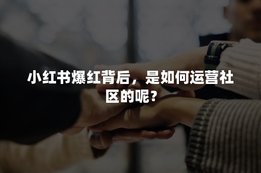 小红书爆红背后，是如何运营社区的呢？