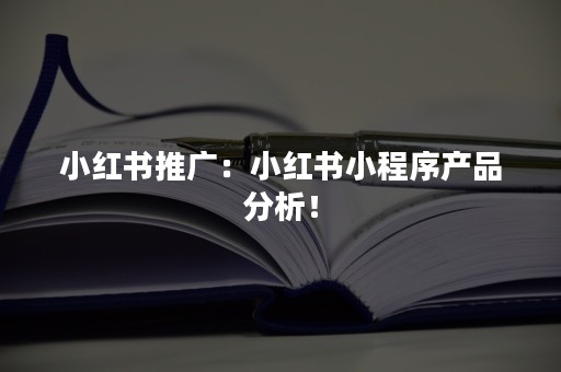 小红书推广：小红书小程序产品分析！