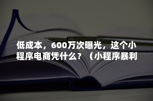 低成本，600万次曝光，这个小程序电商凭什么？（小程序暴利项目）