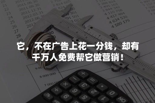 它，不在广告上花一分钱，却有千万人免费帮它做营销！