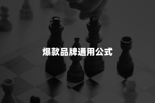 爆款品牌通用公式