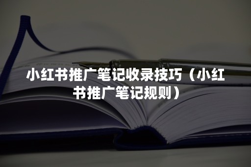 小红书推广笔记收录技巧（小红书推广笔记规则）