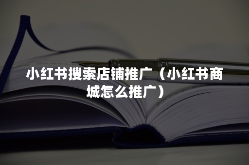 小红书搜索店铺推广（小红书商城怎么推广）