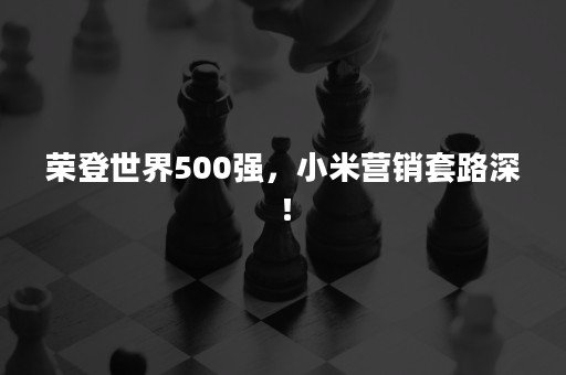 荣登世界500强，小米营销套路深！