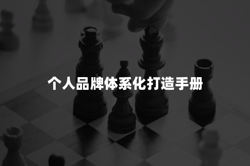 个人品牌体系化打造手册